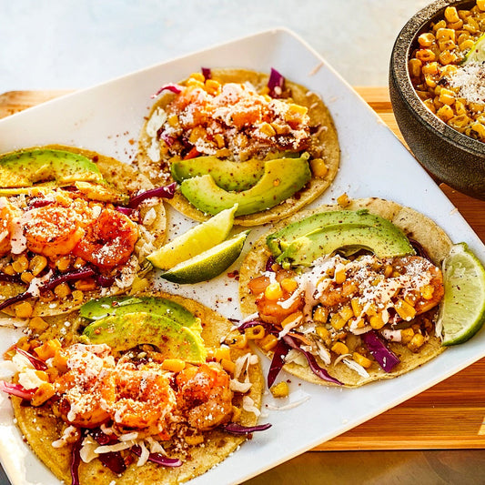 Mexican Street Corn Shrimp Tacos