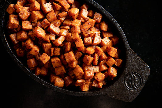 Crispy Sweet Potato Cubes with Cinnamon