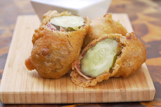 Bacon Wrapped Beer Battered Deep Fried Pickles