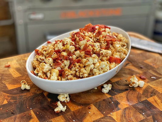 Bacon Popcorn with Rum Salted Caramel