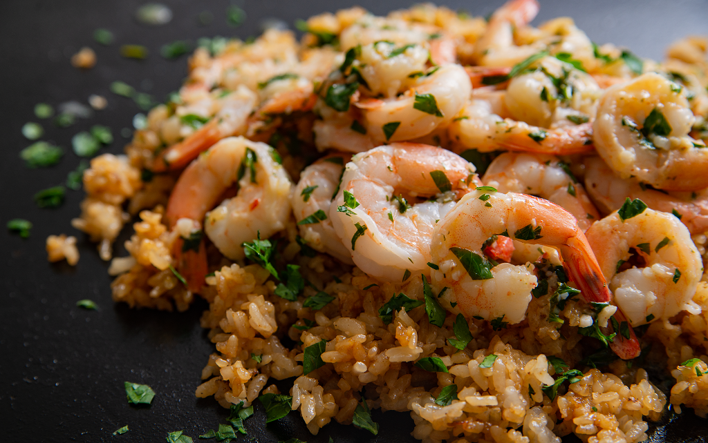 Garlic Shrimp with Ponzu Rice