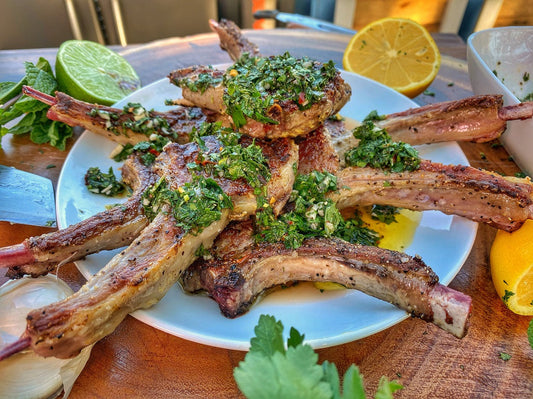 Lamb Lollipops with Mint Chimichurri