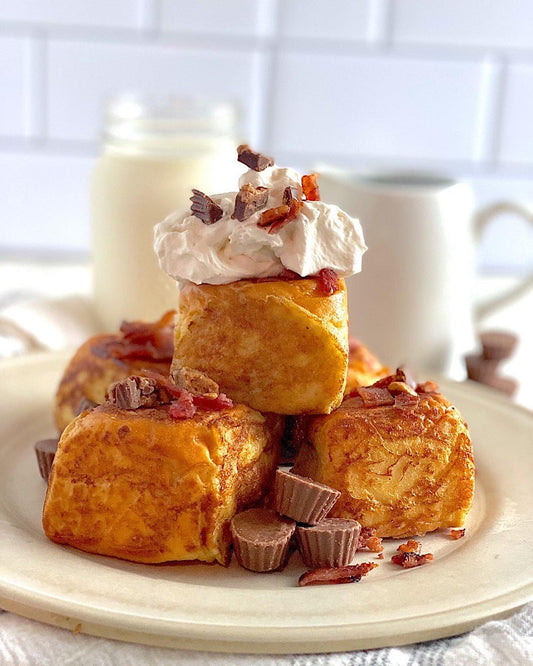 Peanut Butter Cup & Bacon Hawaiian Roll French Toast