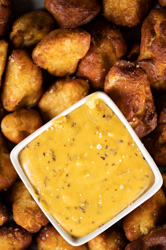 Air-Fried Pretzel Bites With Herb Cheese Sauce