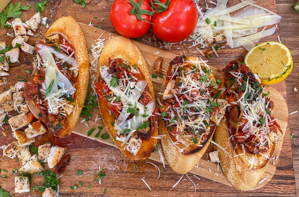 Stewed Garlic and Sun-Dried Tomato Bruschetta