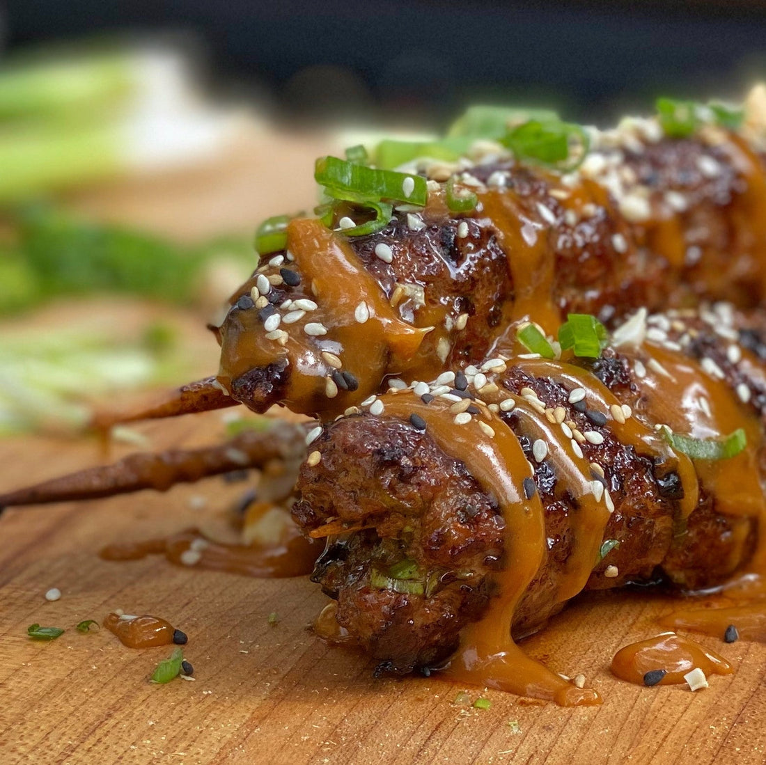 Thai Style Beef Souvlaki With Peanut Sauce