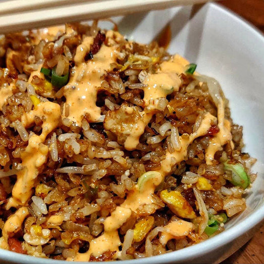 Bacon Fried Rice with Spicy Mayo