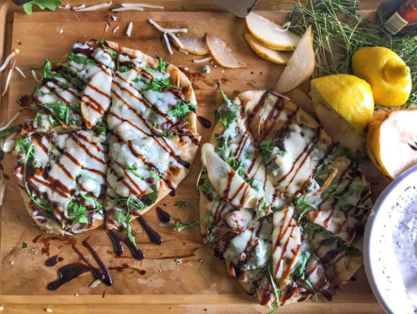 Steak, Arugula, Pear &amp; Balsamic Flatbread